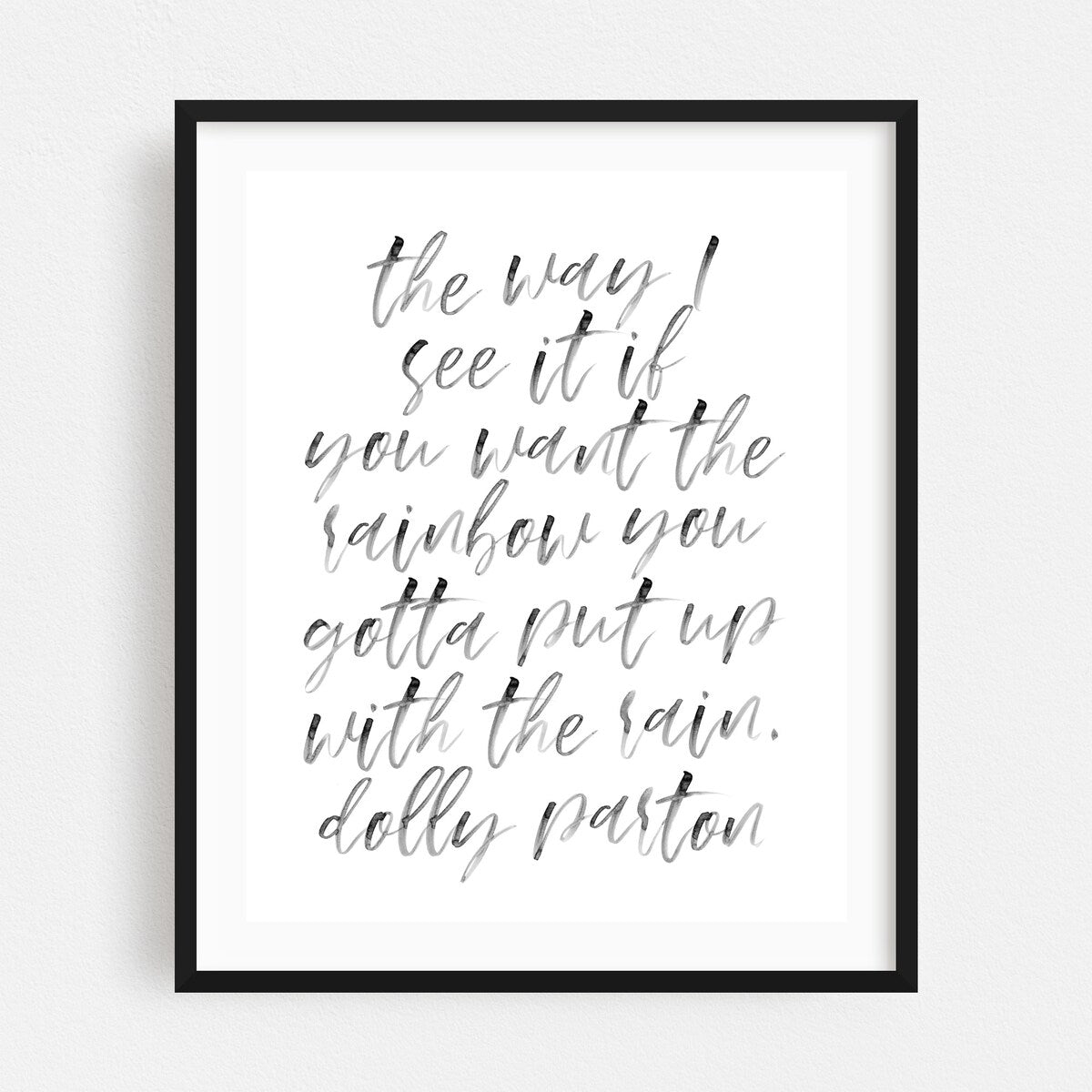 Typography Black White Dolly Parton Inspirational Art Print/Poster