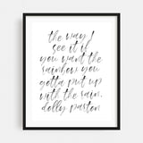 Typography Black White Dolly Parton Inspirational Art Print/Poster