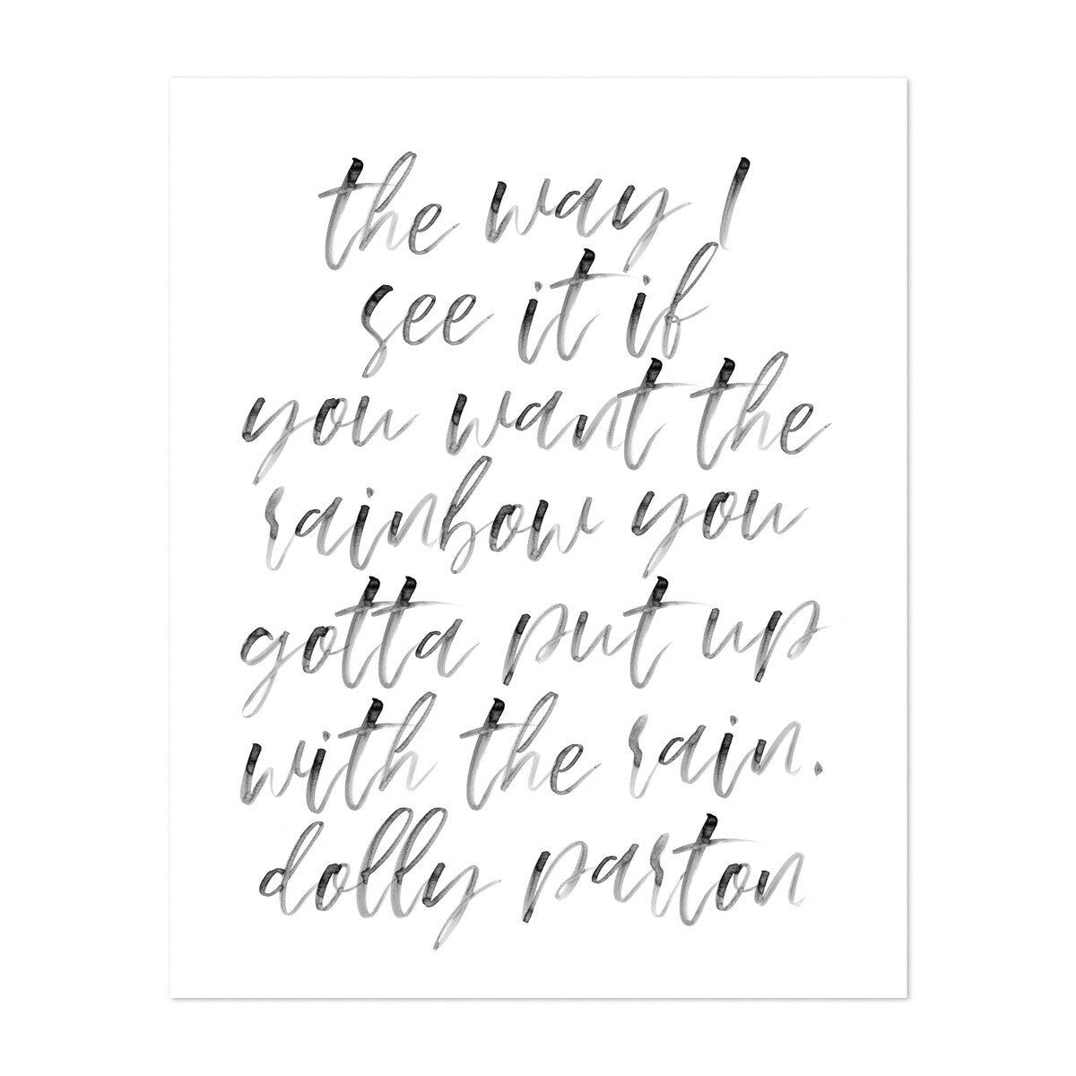 Typography Black White Dolly Parton Inspirational Art Print/Poster