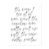 Typography Black White Dolly Parton Inspirational Art Print/Poster