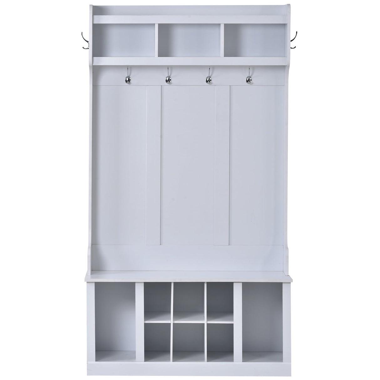 Multifunctional Hall Tree with 6 Hooks and Storage