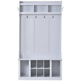 Multifunctional Hall Tree with 6 Hooks and Storage