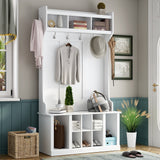 Multifunctional Hall Tree with 6 Hooks and Storage