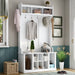 Multifunctional Hall Tree with 6 Hooks and Storage