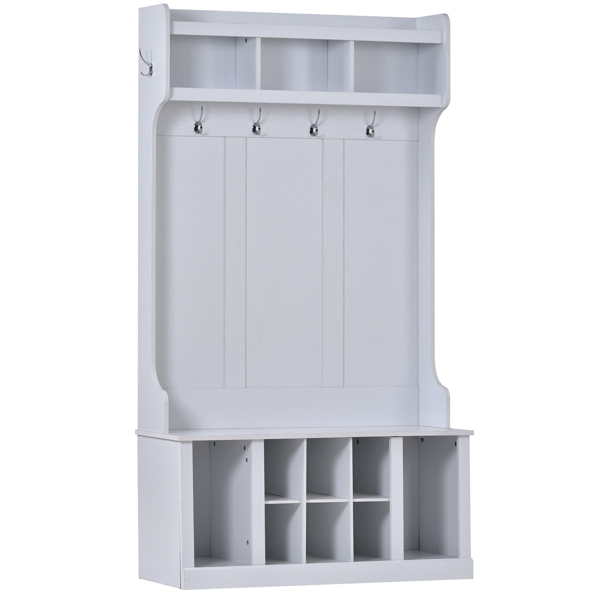 Multifunctional Hall Tree with 6 Hooks and Storage