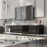 Modern Lacquered Front TV Stand Media Center Storage Cabinet - 14.20 x 84.60 x 19.70