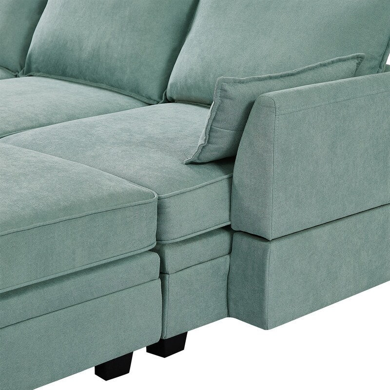 U-Shape Convertible Storage Seat Modular Sectional Sofa with Reversible Chais
