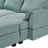 U-Shape Convertible Storage Seat Modular Sectional Sofa with Reversible Chais