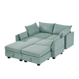 U-Shape Convertible Storage Seat Modular Sectional Sofa with Reversible Chais