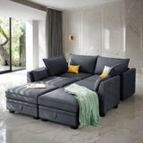 U-Shape Convertible Storage Seat Modular Sectional Sofa with Reversible Chais