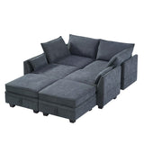 U-Shape Convertible Storage Seat Modular Sectional Sofa with Reversible Chais