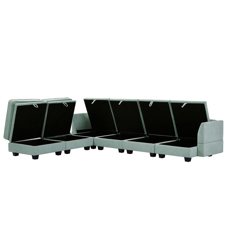 U-Shape Convertible Storage Seat Modular Sectional Sofa with Reversible Chais
