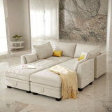 U-Shape Convertible Storage Seat Modular Sectional Sofa with Reversible Chais