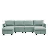 U-Shape Convertible Storage Seat Modular Sectional Sofa with Reversible Chais