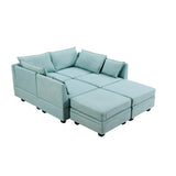U-Shape Modular Convertible Sofa Bed With Reversible Chaise And Storage Seat