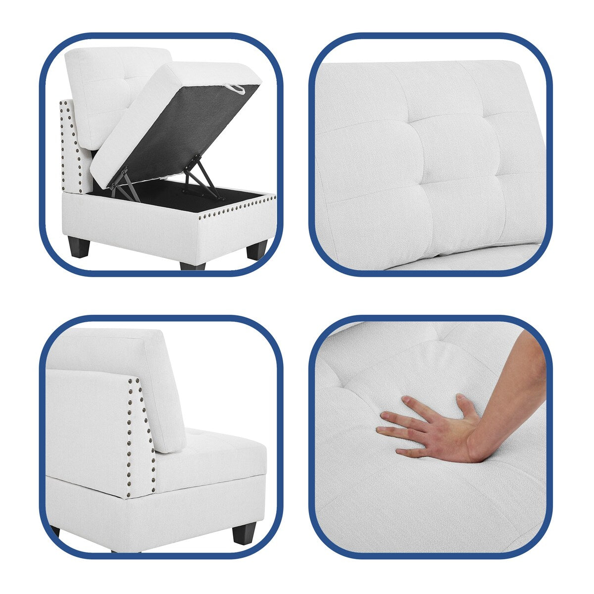 U Shape Modular Sectional Sofa w/ Four Single Chair and Two Corner
