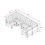 U Shape Modular Sectional Sofa w/ Four Single Chair and Two Corner