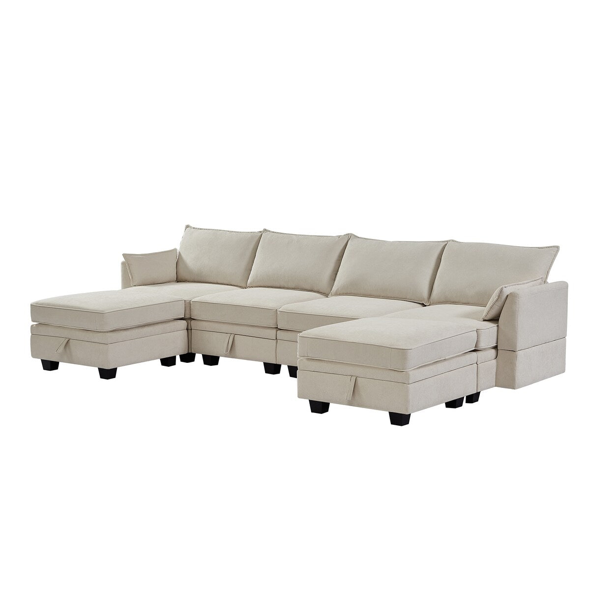 U-Shape Sectional Sofa Sets Storage Seat Sofa Bed with Chaise