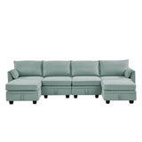 U-Shape Sectional Sofa Sets Storage Seat Sofa Bed with Chaise