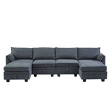 U-Shape Sectional Sofa Sets Storage Seat Sofa Bed with Chaise