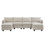 U-Shape Sectional Sofa Sets Storage Seat Sofa Bed with Chaise