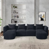 U Shape Sectional Sofa, Modular Sofa, DIY Combination,Loop Yarn Fabric - 61" x 117" x 24"