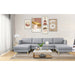 U-Shaped Convertible Sectional Sofa w/Chaise Longue & Movable Ottoman, Modern Upholstered Couch w/Metal Legs for Living Room