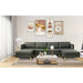 U-Shaped Convertible Sectional Sofa w/Chaise Longue & Movable Ottoman, Modern Upholstered Couch w/Metal Legs for Living Room