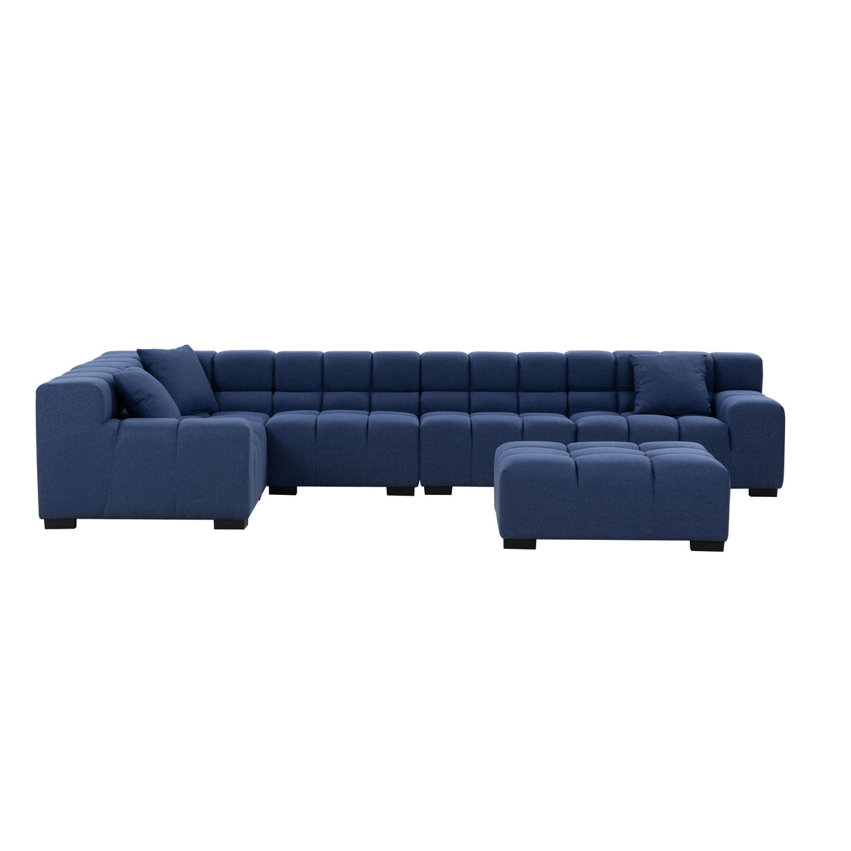 L Shaped Large Upholstered Fabric Couch Sectional Sleeper Sofa with Ottoman