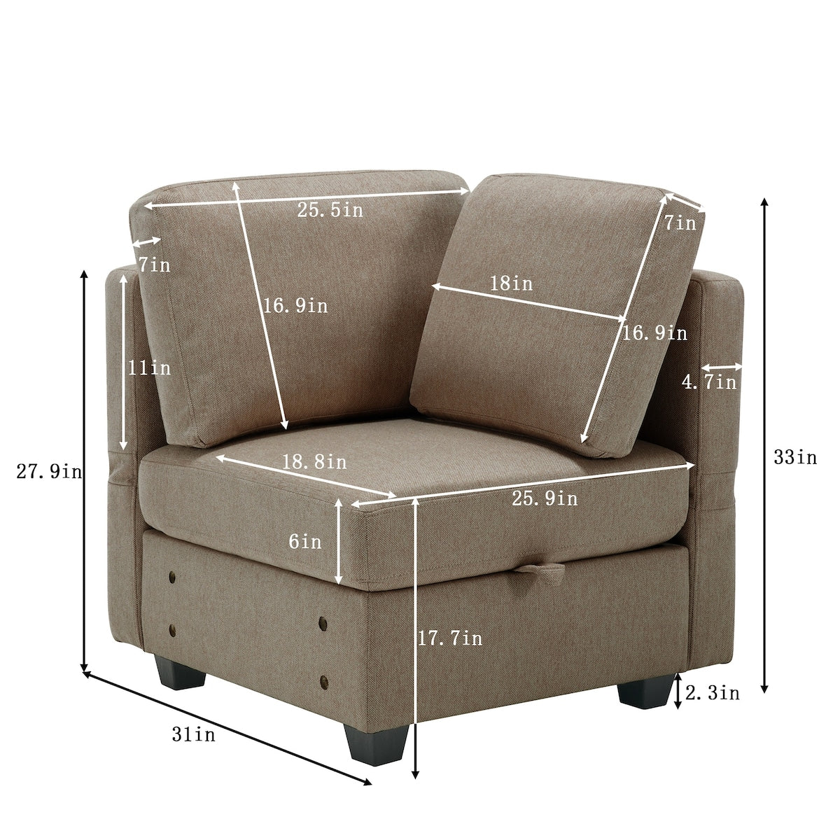 U Shaped Sectional Sofa Couch with Storage Ottoman Corner Couch