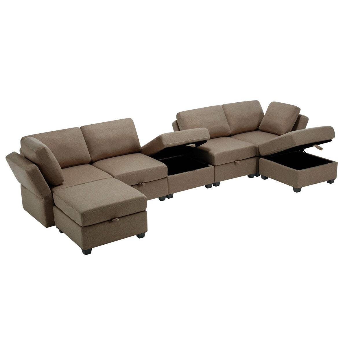 U Shaped Sectional Sofa Couch with Storage Ottoman Corner Couch