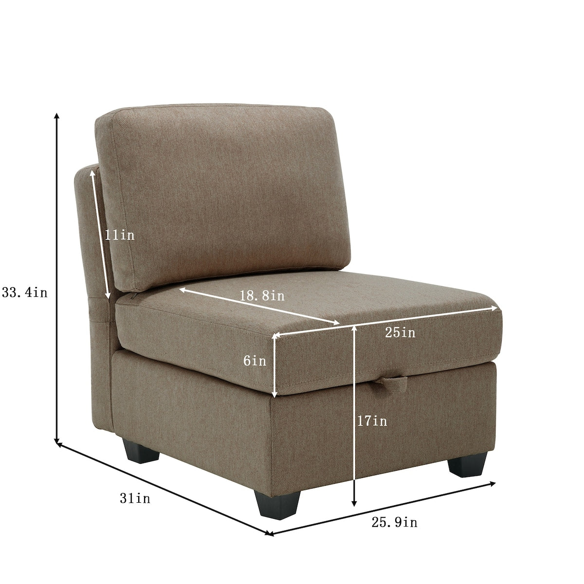 U Shaped Sectional Sofa Couch with Storage Ottoman Corner Couch