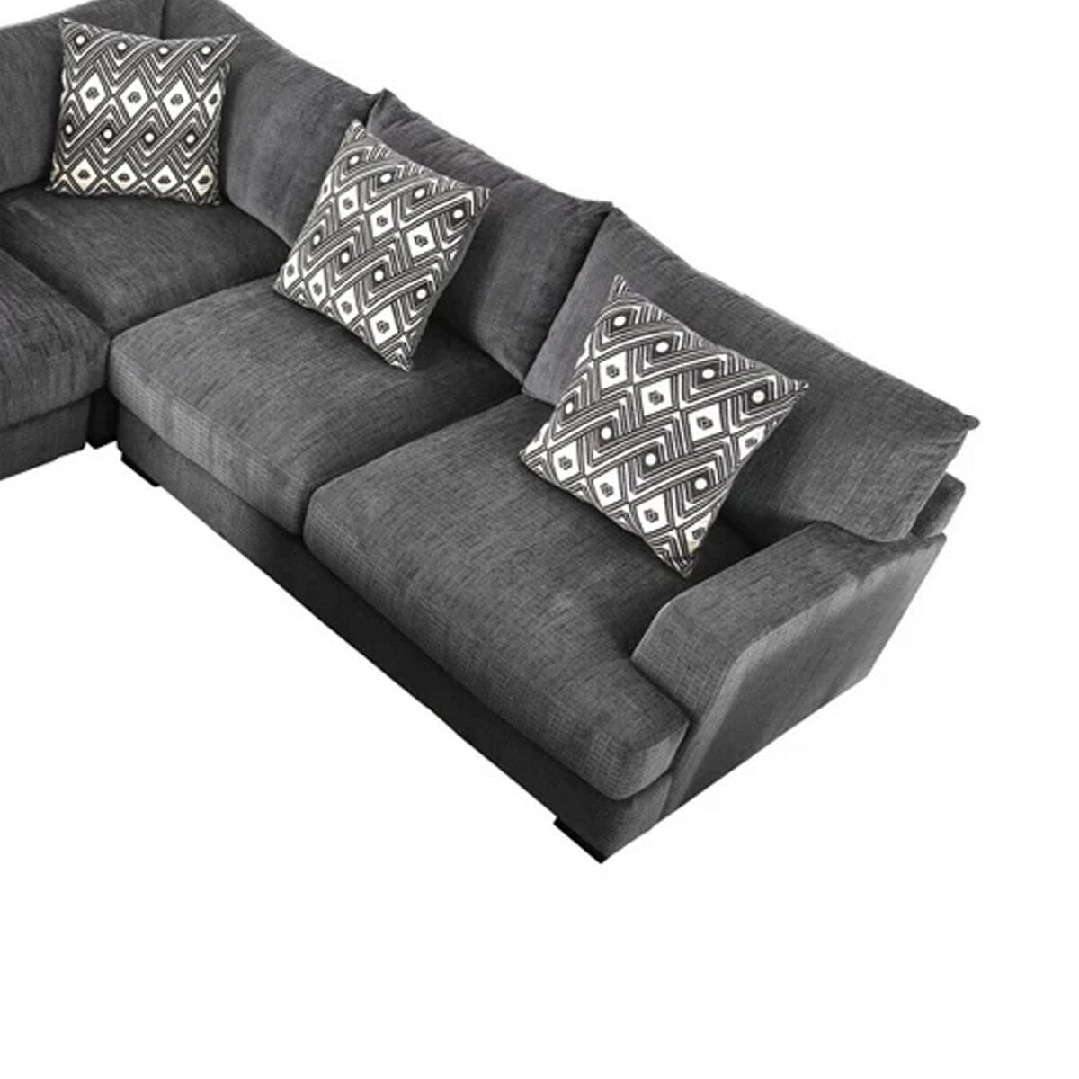 U Shaped Sectional with 6 Accent Pillows, Gray