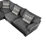 U Shaped Sectional with 6 Accent Pillows, Gray