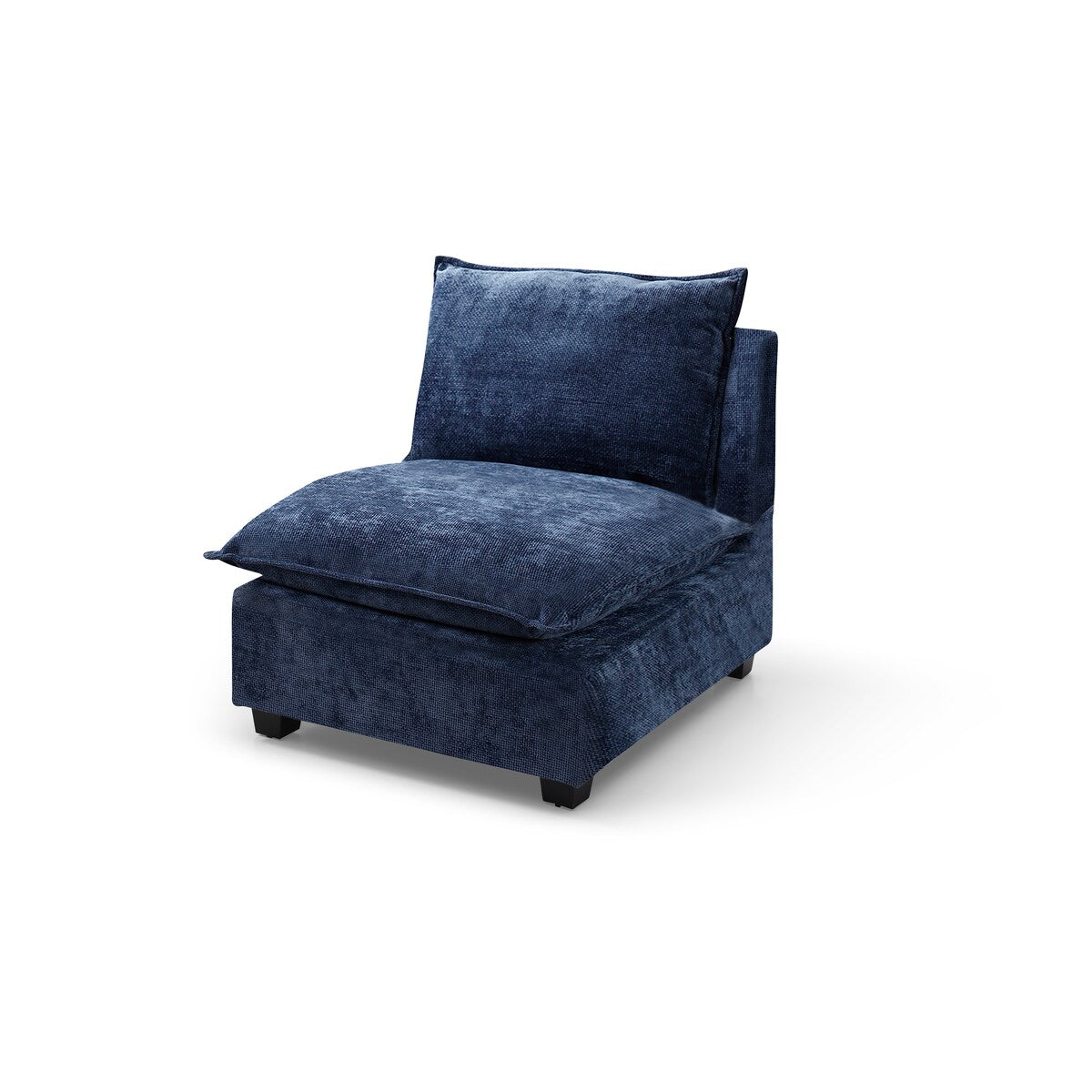 U-Shaped Sofa Linen Modular Sectional Couch Set with Convertible Ottoman Reversible Chaise, Blue