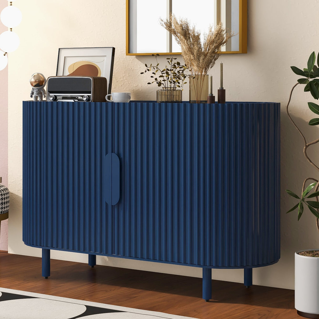 U-Style Curved Design Light Luxury Sideboard With Adjustable Shelves - 16.50 x 47.80 x 30.00
