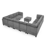 U shape Modular Sectional Sofa, DIY Combination, Includes Storage Space, Seven Single Chair, Four Corner and One Ottoman