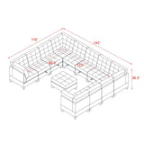 U shape Modular Sectional Sofa, DIY Combination, Includes Storage Space, Seven Single Chair, Four Corner and One Ottoman