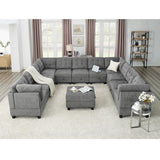 U shape Modular Sectional Sofa, DIY Combination, Includes Storage Space, Seven Single Chair, Four Corner and One Ottoman