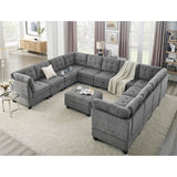 U shape Modular Sectional Sofa, DIY Combination, Includes Storage Space, Seven Single Chair, Four Corner and One Ottoman
