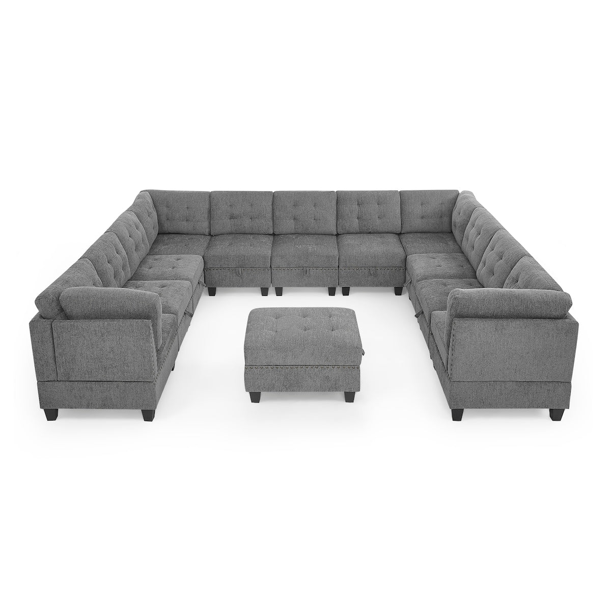 U shape Modular Sectional Sofa, DIY Combination, Includes Storage Space, Seven Single Chair, Four Corner and One Ottoman