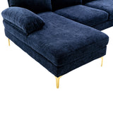 U-shape Sectional Sofa Chenille Upholstered 4 Seater Sofa Chaise Lounge Couch