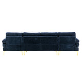 U-shape Sectional Sofa Chenille Upholstered 4 Seater Sofa Chaise Lounge Couch
