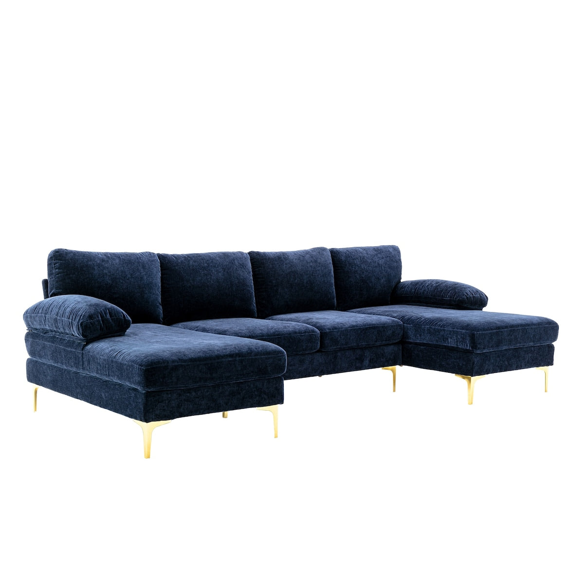 U-shape Sectional Sofa Chenille Upholstered 4 Seater Sofa Chaise Lounge Couch