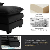 U-shaped Sectional Sofa with Chaise Lounge, Upholstered Furniture Sleeper Sofa Couch,Black