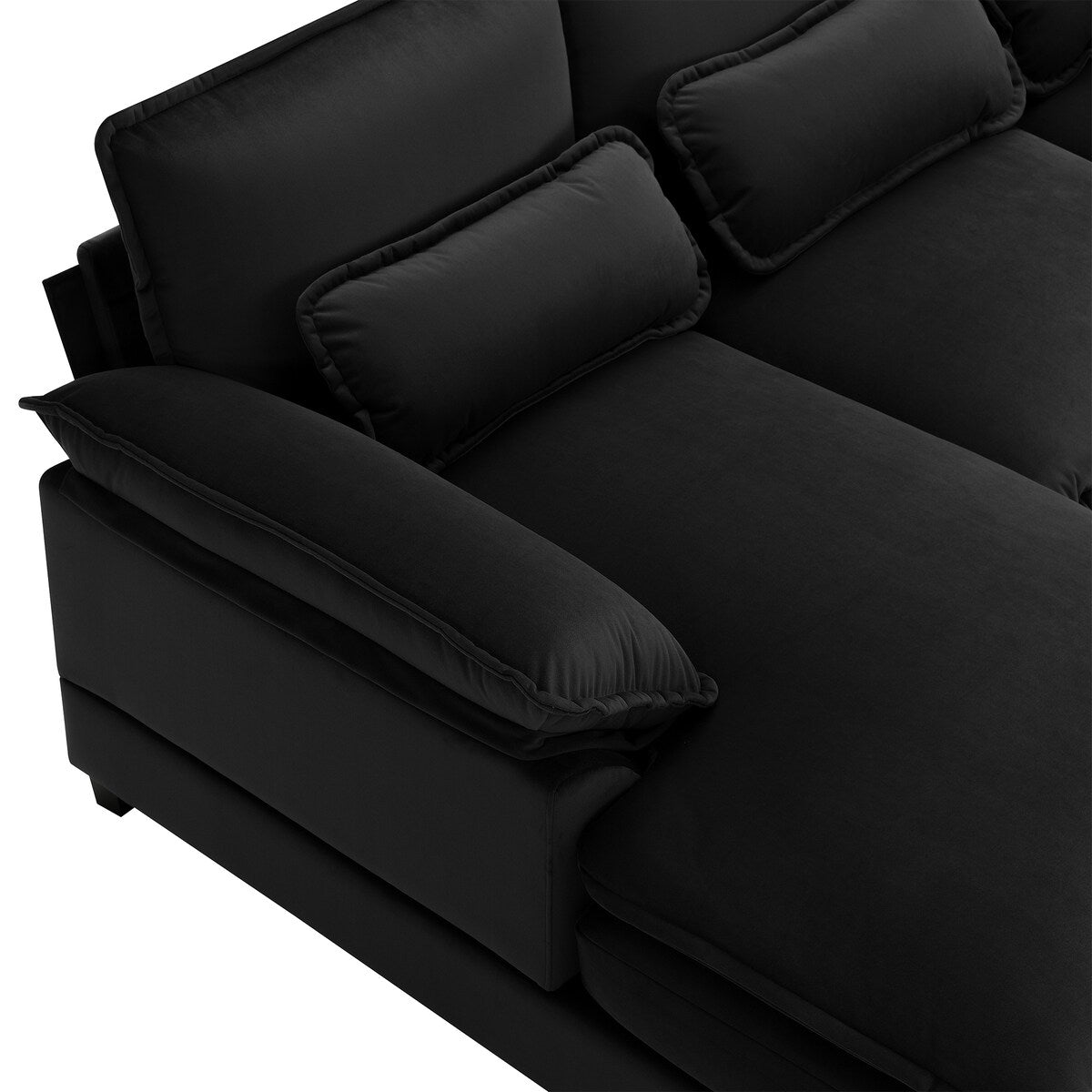 U-shaped Sectional Sofa with Chaise Lounge, Upholstered Furniture Sleeper Sofa Couch,Black