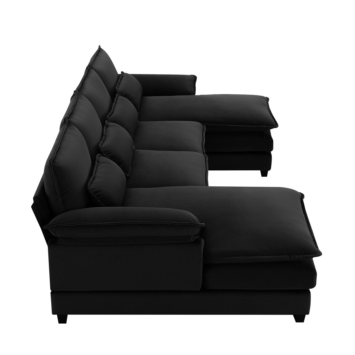 U-shaped Sectional Sofa with Chaise Lounge, Upholstered Furniture Sleeper Sofa Couch,Black