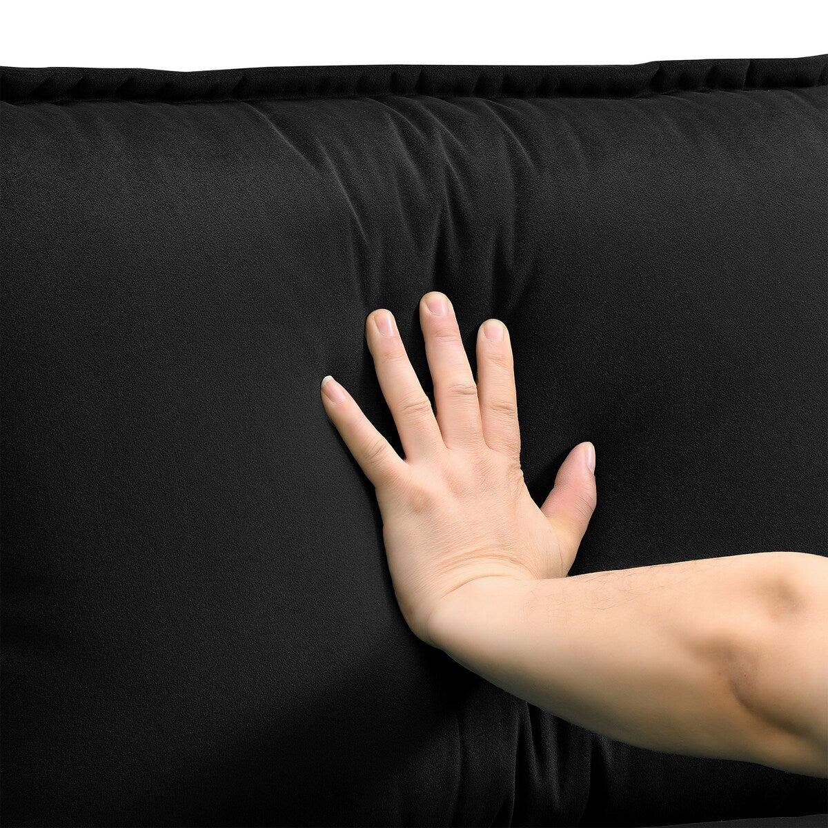 U-shaped Sectional Sofa with Chaise Lounge, Upholstered Furniture Sleeper Sofa Couch,Black