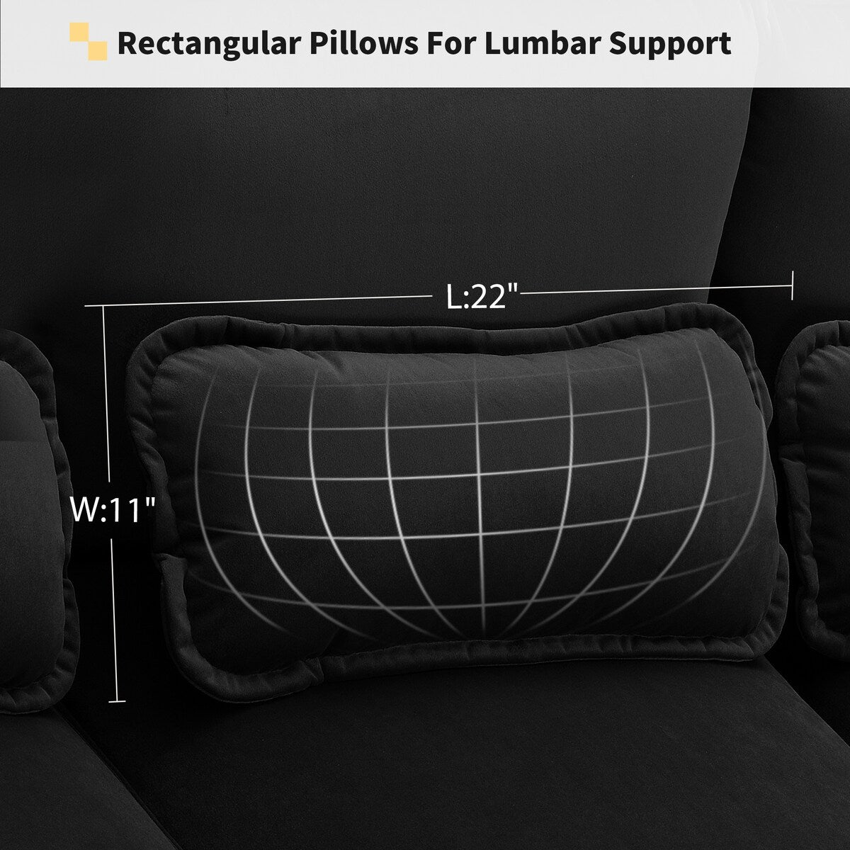 U-shaped Sectional Sofa with Chaise Lounge, Upholstered Furniture Sleeper Sofa Couch,Black