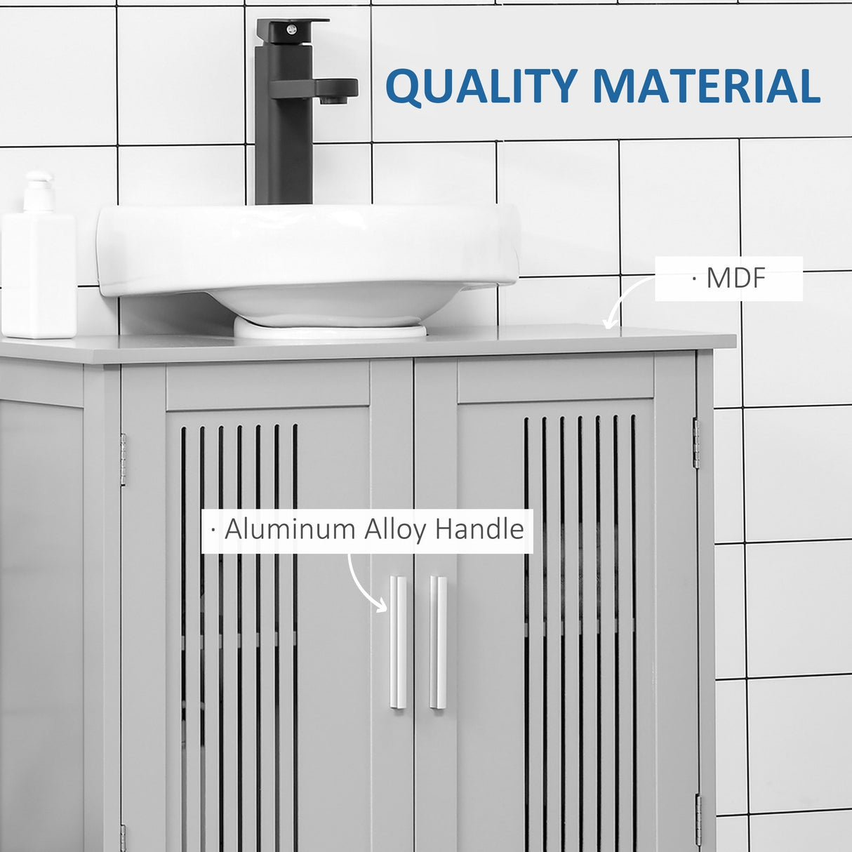 U-shaped design bathroom vanity with adjustable shelf